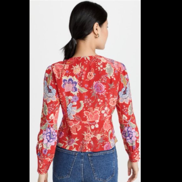 RIXO Azra Long Sleeve Top - Red Floral Print - Picture 6 of 6